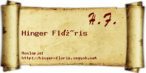 Hinger Flóris névjegykártya